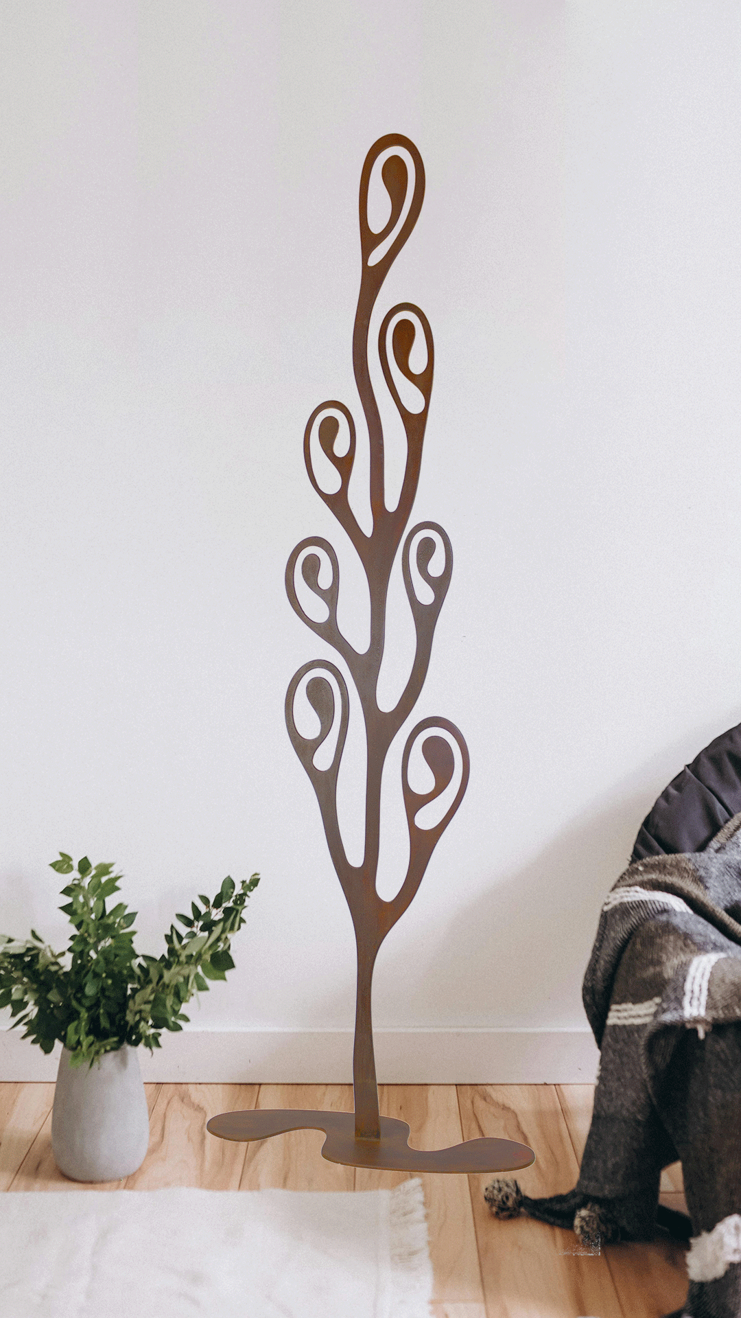 Sculpture Arbryonnaire en acier Corten par JB Legendre – forme organique grand format pour jardin et intérieur