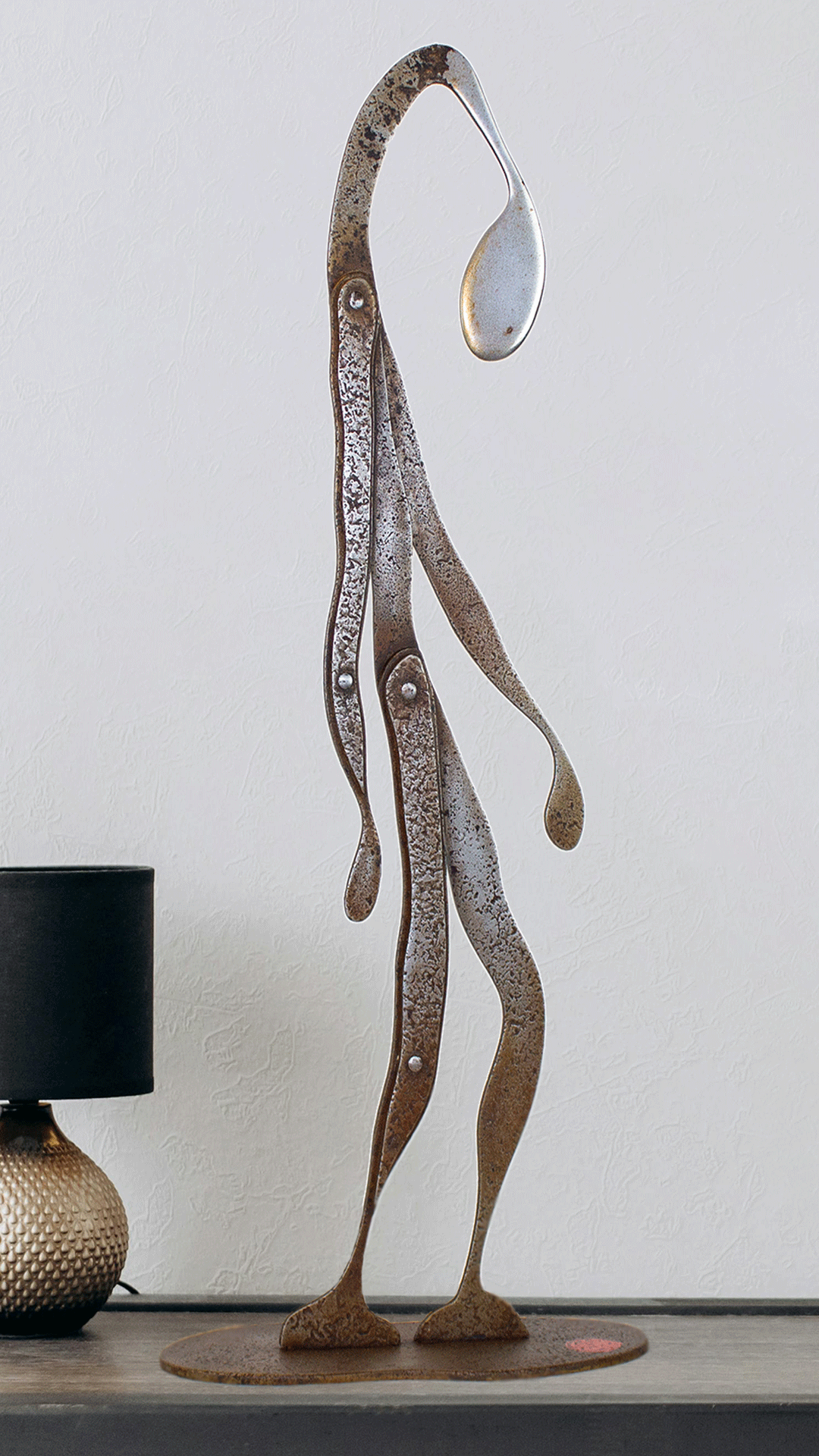 Sculpture Lassitude en acier Corten 5 mm par JB Legendre – figure en repos, décoration intérieure